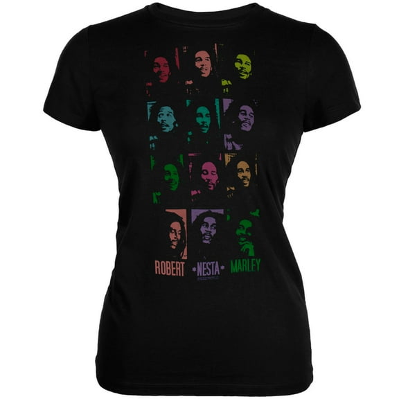Bob Marley Women's Juniors Robert Nesta Marley Black Short Sleeve T Shirt