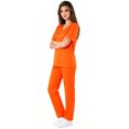 thumbnail image 5 of Women Prisoner Costume Number Print Short Sleeve Tops Pants Inmate Outfit Set for Halloween Cosplay, 5 of 7