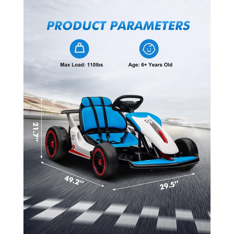 TROPOW Go Kart,for Kids, 24V Drift Kart with 2X200W Strong Motor