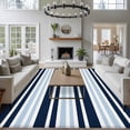 thumbnail image 4 of Area Rug 60×96in, Dark Light Blue Geometric Stripe Floor Carpet Living Room Rug, Modern Minimalist Lines Non-Slip Welcome Mat Indoor Rugs for Bedroom Dining Room, 4 of 9