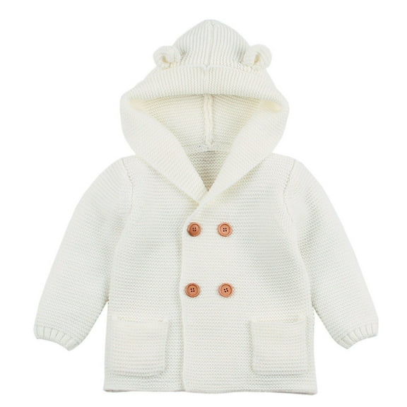 LFEOOST Infant Baby Toddler Boy Girl Cute Spring Autumn Button Knitted Sweater Cardigan Coat Pink 6-24 Months, 90, White