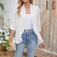 thumbnail image 2 of 3/4 Sleeve Cardigan for Women, Yigetop Women Soft Cardigan 3/4 Sleeves Open Front Lightweight Cardigan Draped Ruffles Knit Cardigan Lightweight Cardigans for Women White XL, 2 of 9