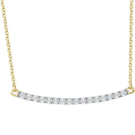 Pompeii 1/3Ct Diamond Bar Pendant 10k Yellow Gold Necklace Lab Grown 1 1/3" (G,VS1)