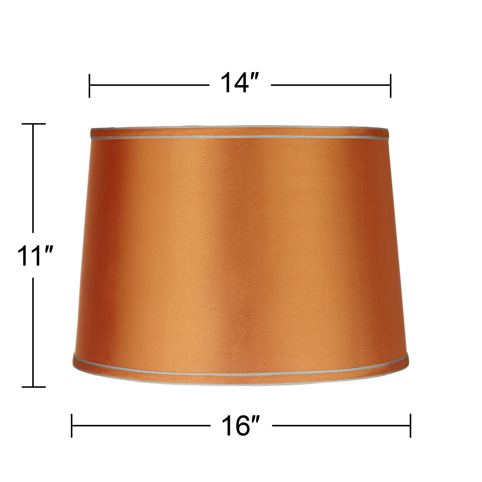 Springcrest Sydnee Satin Orange Medium Drum Lamp Shade 14" Top x 16" Bottom x 11" Slant x 11" High (Spider) Replacement with Harp and Finial