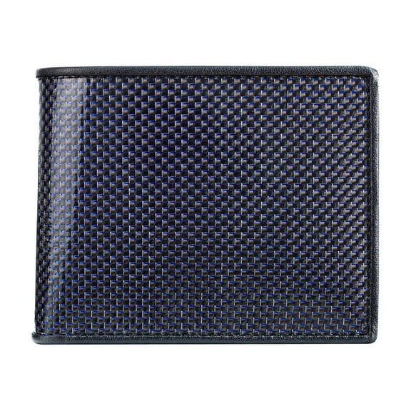 Blue Real Carbon Fiber Wallet for Men RFID Blocking Men's Wallet Front Pocket Bifold Leather with ID Window Luxury Gift Box, Gifts for Men