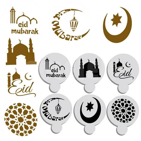 

WMYBD Cake Mould 6pcs Ramadan Mubarak festival marking Cake Top Stencil Decorating Star Mold Moon