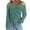 Green, variant on ICHUANYI Women's Trendy Cusal Keyhole Neck Pullover Off Shoulder Long Sleeve Lightweight Sweatshirts Solid Color Shirt