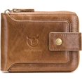 thumbnail image 1 of Genuine Leather Wallet for Men Large Capacity ID Window Card Case with Zip, 1 of 5
