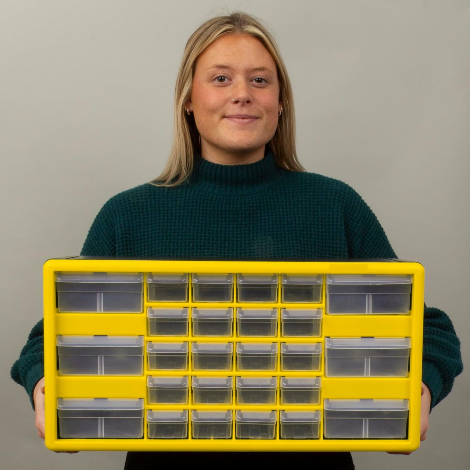 Akro-Mils 26 Drawer Plastic Cabinet Storage Organizer with Drawers for Hardware, Small Parts, Craft Supplies, Yellow
