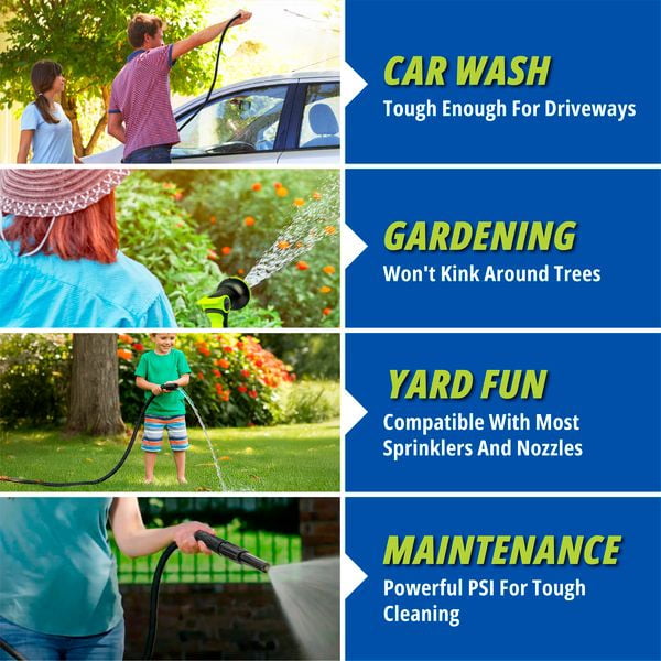 HydroSteel Garden Hose 75' ft Water Hose For Outside Heavy Duty Metal Hose Stainless Steel with Nozzle Flexible Kink-Free
