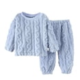 thumbnail image 4 of Byoo Infant Boy Cable Fleece 2 Piece Loungewear Outfit Long Sleeve Crew Neck Top Pants Homewear Set, 4 of 4