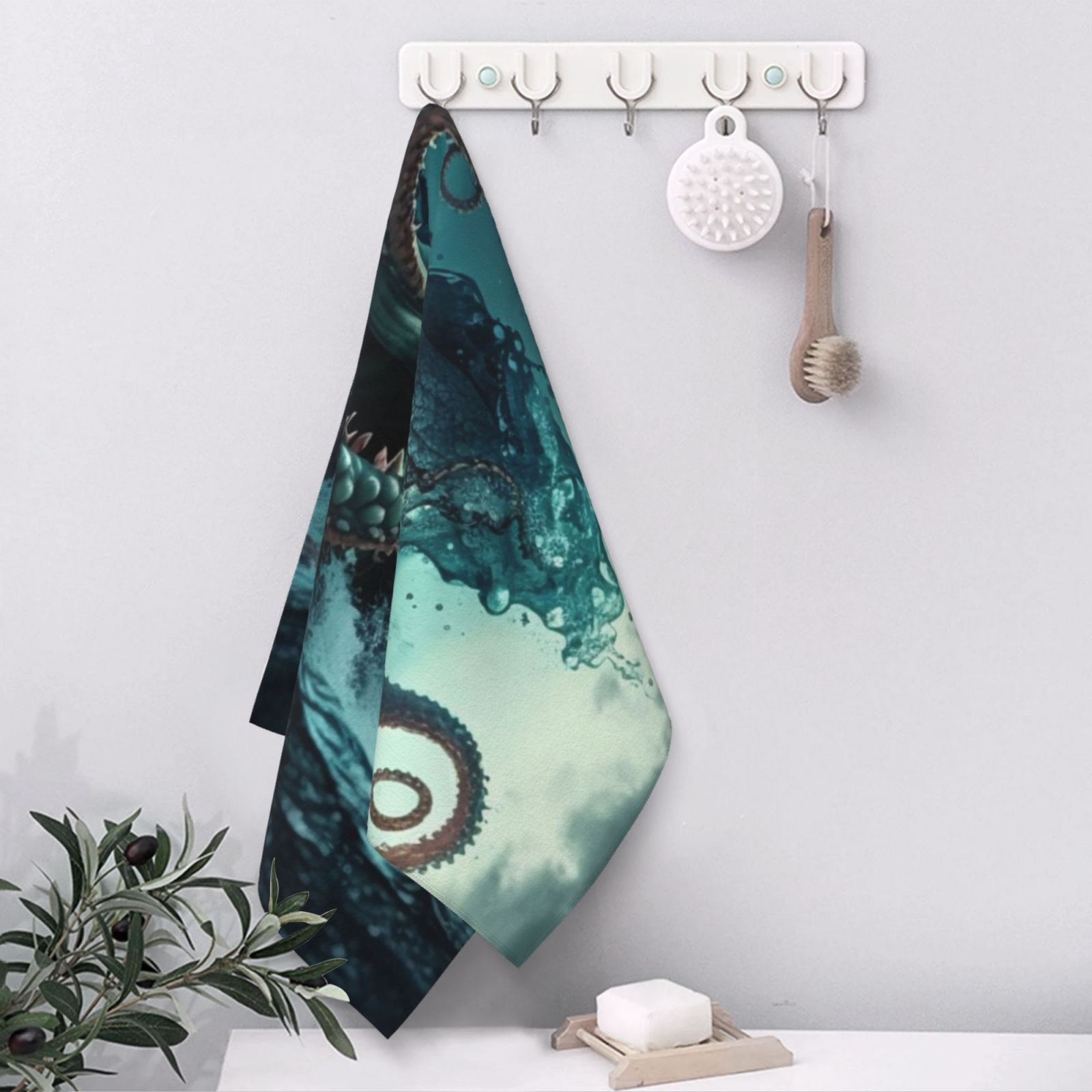 Octopus Kraken Monster Ocean Art 27.5" x 16" Ultra Soft Hand Towel, Face Wash Cloth for Bathroom, Gym, Travel, Pool