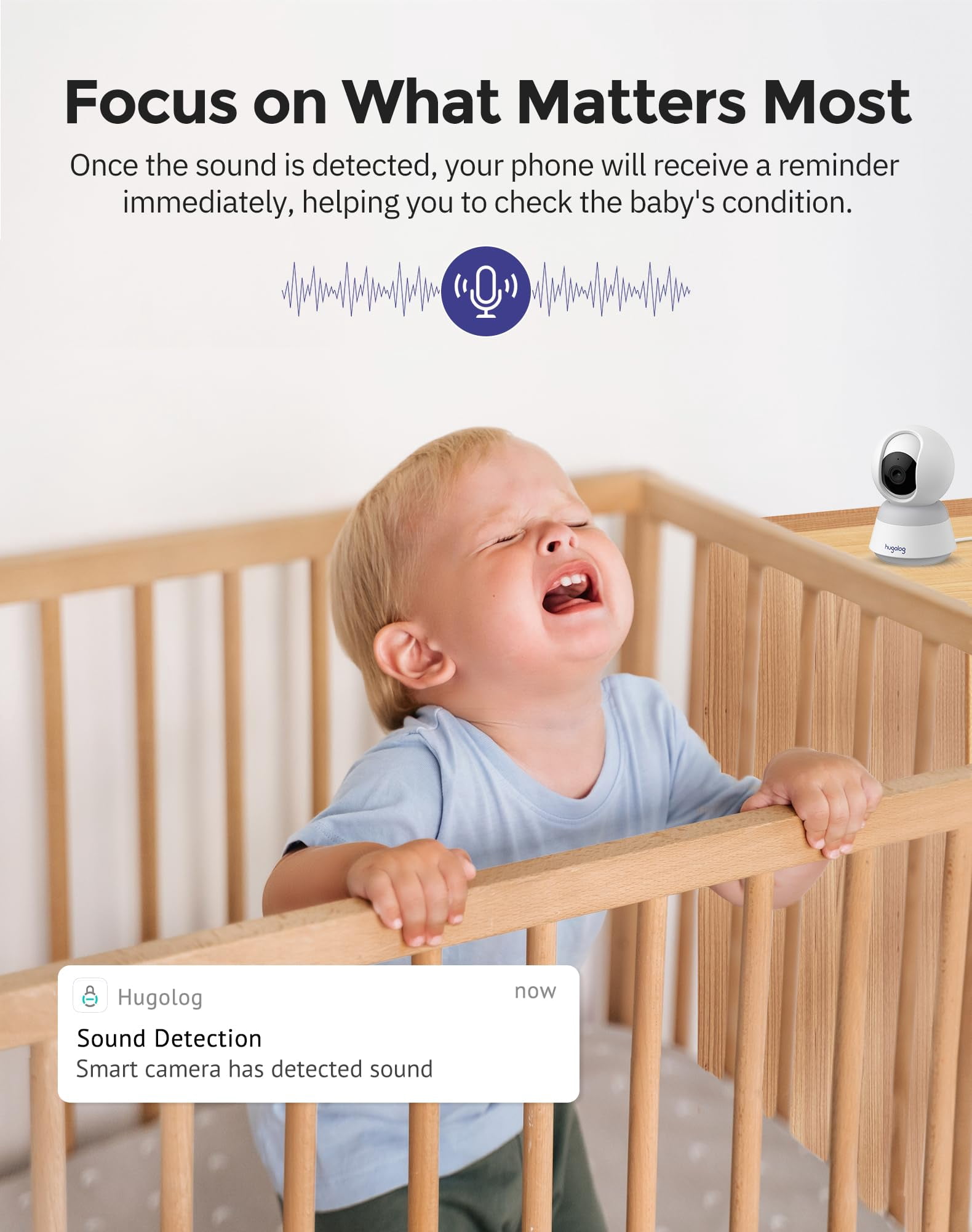 Hugolog 3K 5MP Indoor Pan/Tilt Security Camera with Auto-Focus(2pcs),Ideal for Baby Monitor/Pet Camera/Home Security,Starlight Color Night Vision,Human/Pet AI,Noise Reduction,US Cloud,Works with Alexa