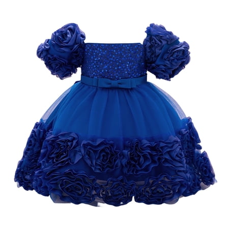 Baby Girl Dresses Blue Dress Sleeveless Wedding Dress Girls 4th of July Dress 6-9 Months