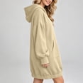 thumbnail image 6 of Karymi Summer Dresses for Women 2026 Solid Oversized Hoodie Dress, V Notch Neck Lantern Puff Long Sleeve Kangaroo Pocket Elastic Hem Sweatshirt Tunic Dress, 6 of 8