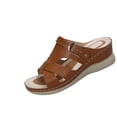 thumbnail image 3 of Orthopedic Sandals for Women Womens Wedge Sandals Wedge Sandals for Women Dressy Low Heel Slip On Sandals with Arch Support Summer Casual Comfortable Walking Platform Slide Shoes Brown 9, 3 of 6