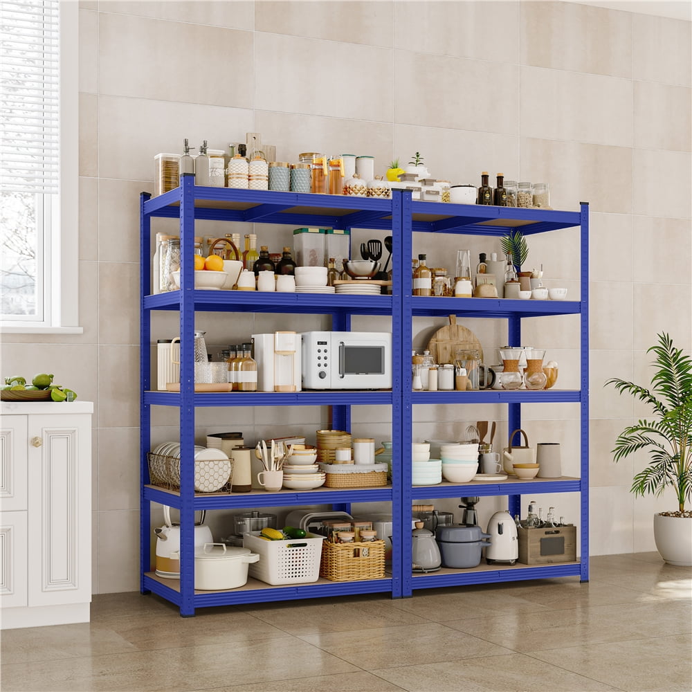 Yaheetech 5 Tier Metal Storage Rack with Adjustable Shelves, Set of 3, Blue