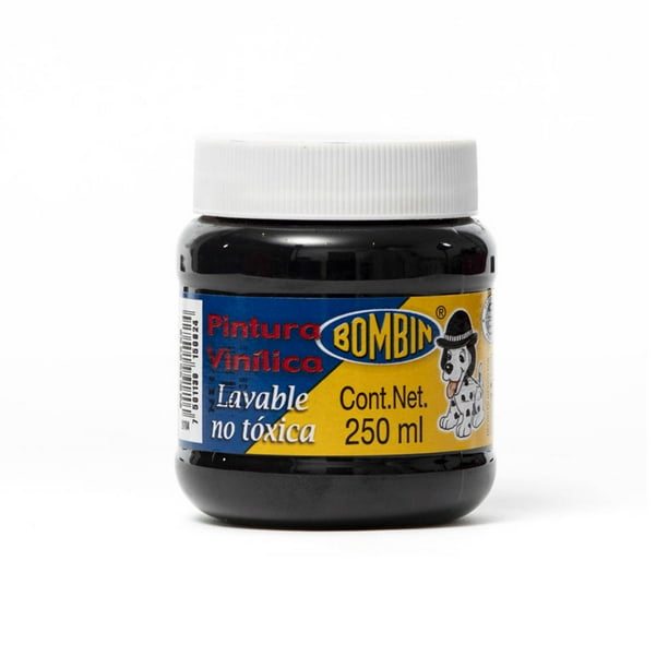 Pintura Vinílica Escolar Bombin 250ml Lavable Color Negro