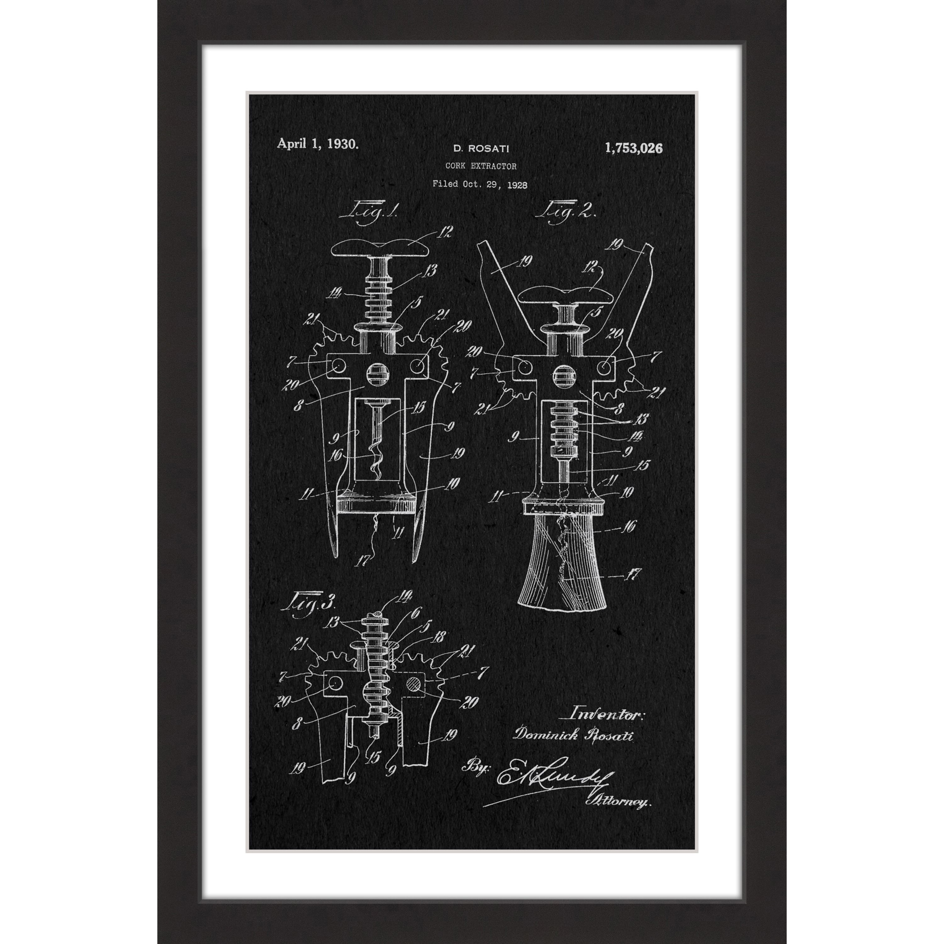 "Cork 1928 Black Paper" Framed Painting Art Print, 24" x 1.5"