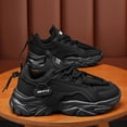 thumbnail image 5 of Thick Sole Pure White Men's Shoes Black Sports Casual Fashionable Men's Sneakers - Breathable Mesh, Non-Slip PVC Sole, Lace-up, All-Season, 5 of 9