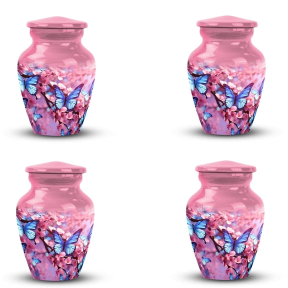 Blue Butterfly Urn - Blue Urn - Urns For Human Ashes Adult - Butterfly Memorial Urns For Human Ashes - Decorative Urns - Cremation Urn For Adult Ashes - Mini Urns For Ashes (Size -3Nch,4Pcs)