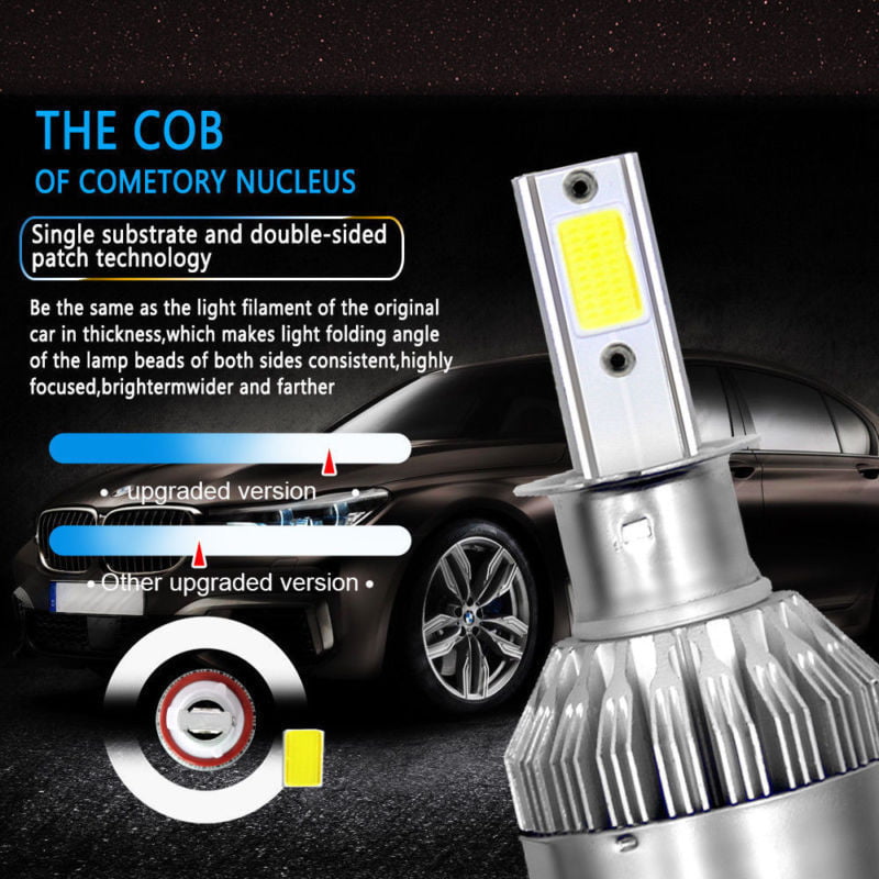 COB Car H3 LED Headlight Bulbs Conversion Kit 200W 20000lm 6500K Plug Play