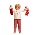 thumbnail image 3 of Afdoent Girls Clothes Fashion Girls Christmas Two Piece Candy Cane Embroidered Top With Red White Plaid Trousers Festive Holiday Party Outfit For Toddler Kids 6-12 Months, 3 of 9