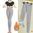 thumbnail image 2 of Prolriy Fleece Lined Leggings Women's Thermal Leggings Grey Black High Waist Fashion Causal High Elasticity Ankle Length Warm Thermal Leggings for Women, Womens Pants Grey M, 2 of 9