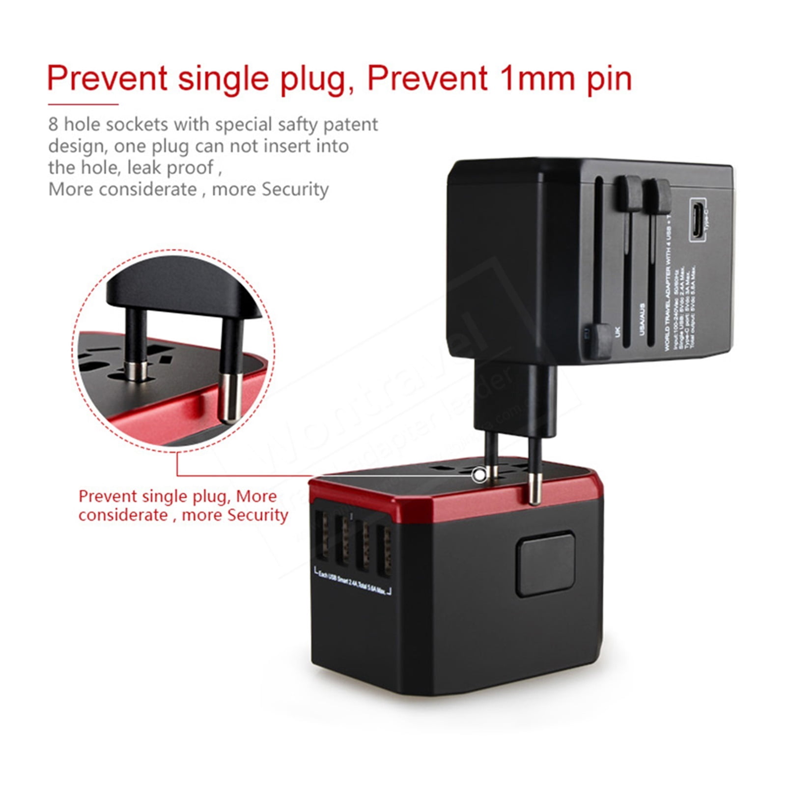 Travel Smart Adapter International Adaptor Wall USB Type C Charger AC Power