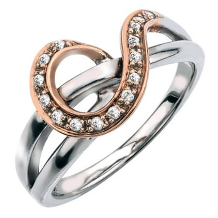 Diamond Ring in 10k Rose Gold Plated Sterling Silver (0.10 carats, H-I I2)
