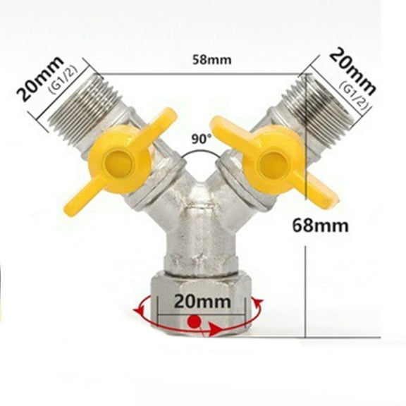 Gas Valve Connector Valve For Inlet Hose Multifunctional Distributor Double Switch Ball For 2 Or 3 Connections