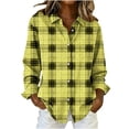 thumbnail image 2 of Dressy Plaid Button Down Shirts for Women Casual Long Sleeve Lapel Blouse Oversized Fall Winter Shirt Jackets, 2 of 3