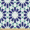 thumbnail image 2 of Ambesonne Mosaic Fabric by the Yard Upholstery, Classic Moroccan Design Art, 1 Yard, Indigo Dark Seafoam and White, 2 of 5