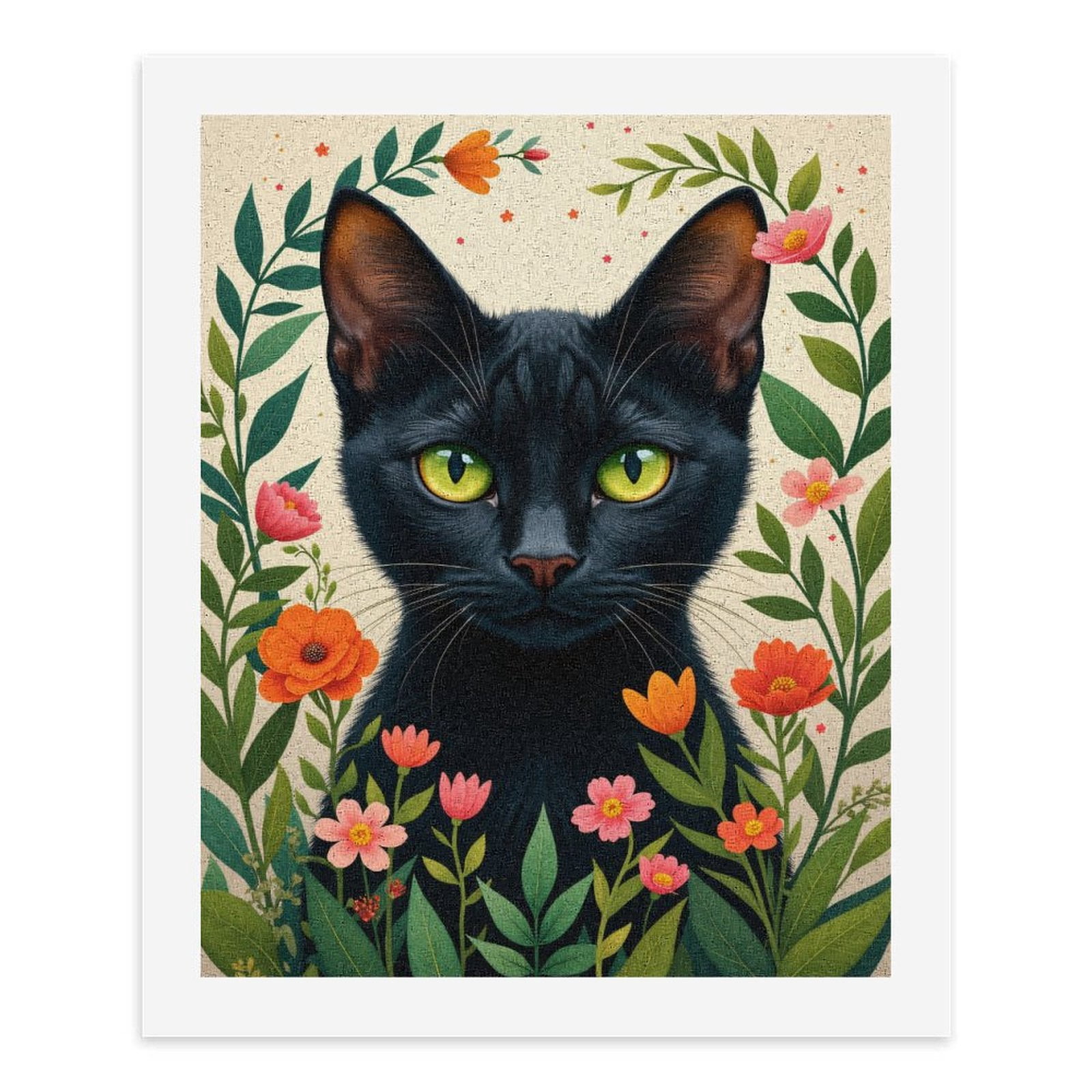Paint by Numbers Kit for Adults, Cat Portrait With Flowers Paint by Numbers, Easy Paint by Numbers Kit for Adults Beginner, DIY Adult Paint by Number Kits on Canvas, Home Decor
