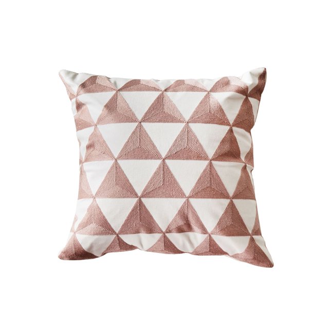 Funda de almohada bordada de algodón y lino para sofá de oficina con líneas geométricas simples