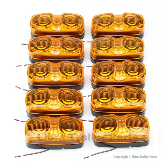 Pack 10 Amber Trailer RV LED 2"x4" Bullseye Marker Light w/Advanced SMD LED