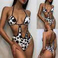 thumbnail image 3 of Gibobby Bañador de una pieza Traje de baño de una pieza de vendaje Halter de un solo Color sólido ajustado con correa para mujer traje de baño traje de h(Negro,G), 3 of 5