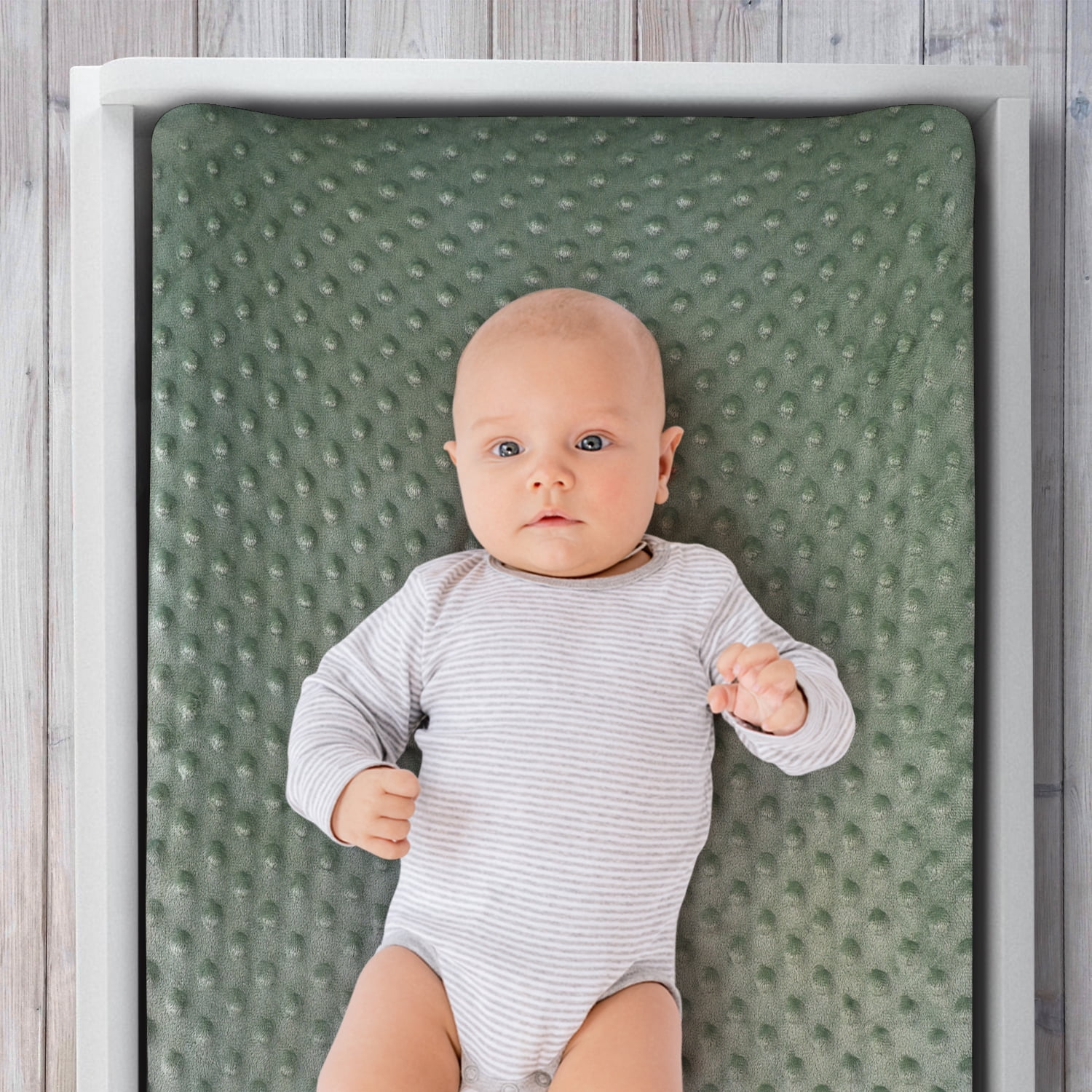 The Peanutshell Green Dino Plush Baby Changing Pad Covers for Newborns, 3-Pack