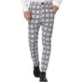 thumbnail image 1 of INSPIRE CHIC Men's Formal Color Block Slim Fit Flat Front Plaid Dress Pants 32 Gray, 1 of 7