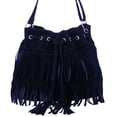 thumbnail image 1 of Flmtop Fashion Solid Color Women Fringe Drawstring Suede Crossbody Shoulder Bucket Bag, 1 of 10