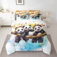 thumbnail image 2 of Castle Fairy Black White Panda Twin Bedding Sets,Floral Animal Bedding Comforter Set, 2 of 8