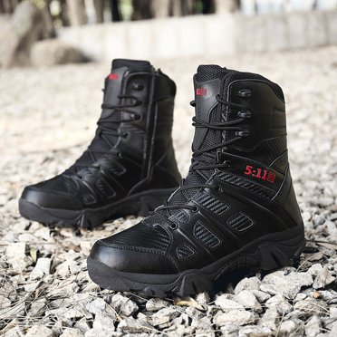 Maelstrom Men’s Black Waterproof Military Tactical Boots – Mid-Calf With Zipper