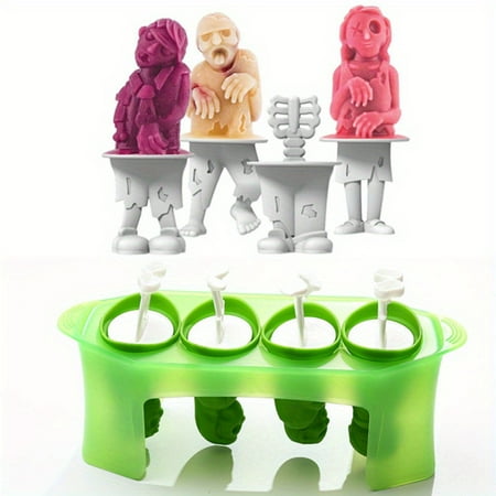 

DEKAXID Zombie Popsicle Mold - 4 Cavity Horror Silicone Ice Pop Molds for Reusable Ice Cream - Perfect Beach & Summer Kitchen Accessories
