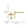 thumbnail image 2 of 14k Yellow Gold Cubic Zirconia Mini Cross Post Earrings - Measures 9x6mm Wide, 2 of 2
