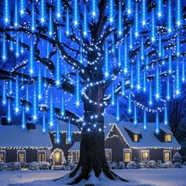 DONGPAI Meteor Shower Lights Outdoor, 11.8 Inch 8 Tube Icicle Lights, Waterproof Meteor Christmas Lights Outdoor, Hanging Falling Rain Lights for Xmas Tree Outside Holiday Decoration