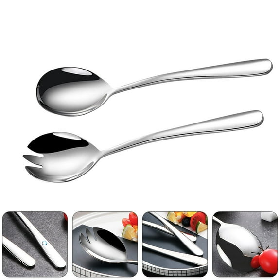 LEORX 1 Set Mirror Polished Salad Serving Spoons Stainless Steel Flatware Set