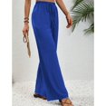 thumbnail image 3 of SWSMCLT Women's Palazzo Pants Travel Lounge Beach Long Pleated Summer Casual Trousers High Waisted Pants Blue 8, 3 of 5