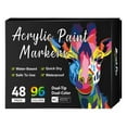 thumbnail image 2 of Denhf 48 Pack Acrylic Paint Markers, 96 Colors Dual-Tip Waterproof Acrylic Paint Pens, Quick Dry Marker Pen for Metal, Rock, Wood, Plastic, Ceramic, Canvas, Glass, and DIY Crafts, Making Art Supplies, 2 of 9