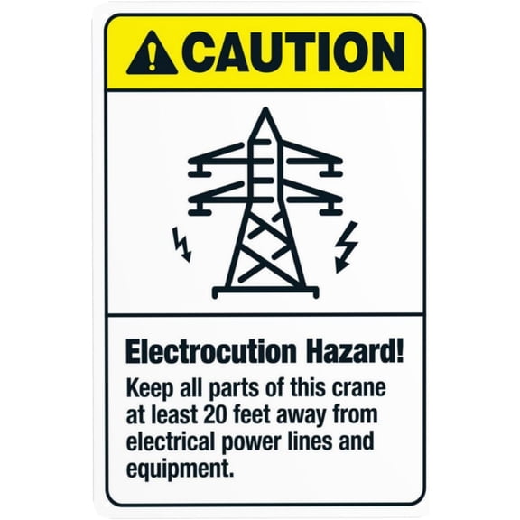 Electrocution Hazard Keep All Parts Of This Crane Warning Sign, Security Safety Metal Signs, Vintage Caution Poster Wall Decor for Business Office Home Street Road Use 8 x 12 Inch