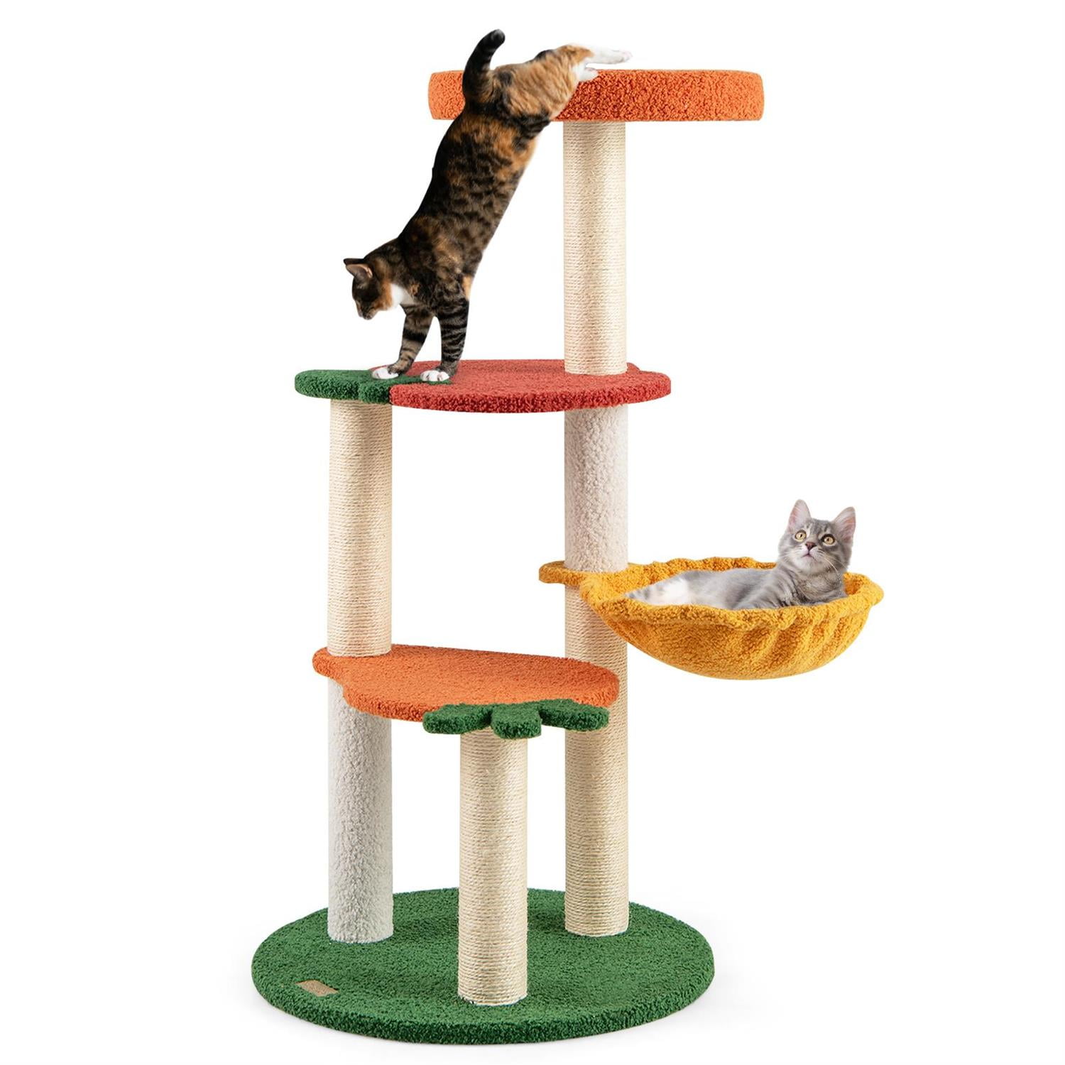 Pefilos Multi-Level Cat Activity Center, Fruit-shaped Platforms, Sisal Scratching Posts, Red & Orange